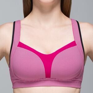 Lululemon Ta Ta Tamer II Sports Bra Wee Stripe Jewelled Magenta Size 34DD